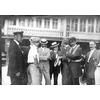 Walter Brookins (3rd from left), Roy Knabenshue(4th from left), and Glenn Curtiss (2nd from right)  with unidentified men at Atlantic City, New Jersey.
