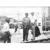 Walter Brookins (right) and Frank Coffyn (left) with unidentifed man and Wright transitional machine, Atlantic City, New Jersey.
