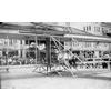 Walter Brookins and Frank Coffyn prior to takeoff in Wright transitional aircraft in Atlantic City, New Jersey.