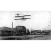 Walter Brookins flying low toward boardwalk, Atlantic City, New Jersey.