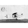 Postcard depicting a Wright transitional aircraft in flight.