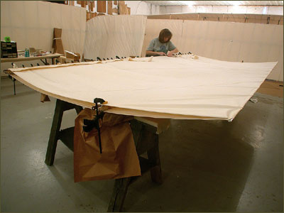 Wendy Hyde completing a wing panel.