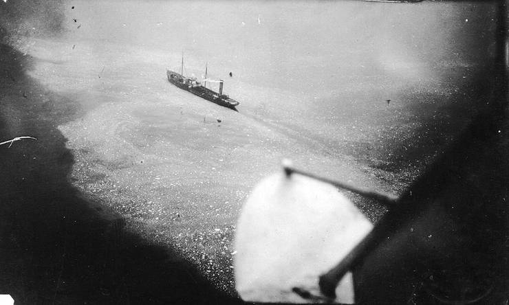 Ship seen from the Model B Hydroaeroplane.