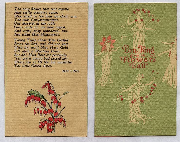 Front and back cover of poem found in scrapbook.