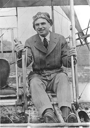 Vought in a Wright B biplane