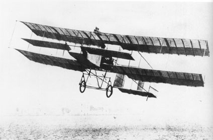 Farman in Voisin plane
