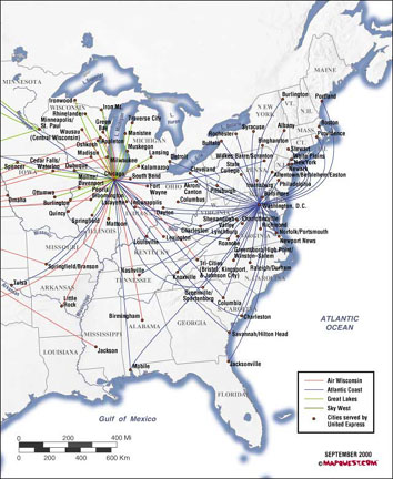 United's eastern routes