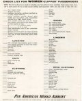 Check list for women clipper passengers