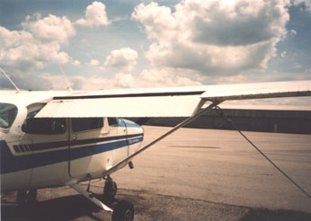 Testing the flaps is part of every pre-flight check. These simple flaps are common on small planes like this Cessna 172.
