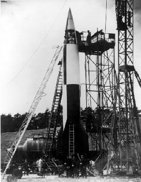 V-2 rocket on stand