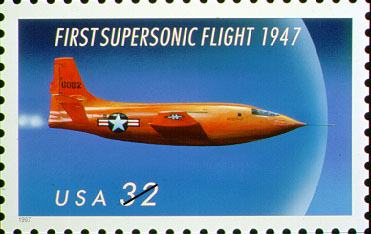 Stamp commemorating first supersonic flight