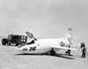 X-1E on Rogers Dry Lake with collapsed nose gear