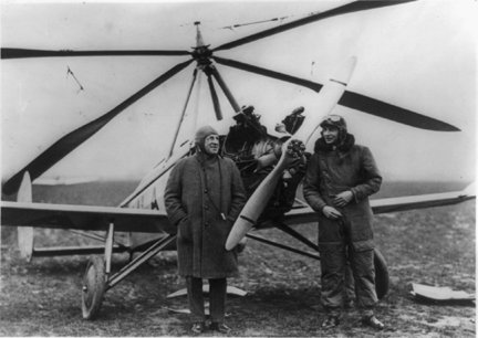 Air Vice-Marshall Sir Safton Brancker (left) with Captain Rawson just before Brancker piloted the famous Cierva autogiro in a