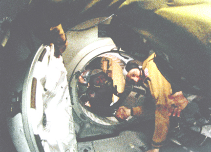 Handshake between Americans and Russians