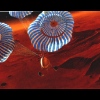 Parachutes descending to Mars