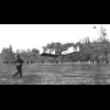 Alberto Santos-Dumont flies his 14-bis in Paris in 1906. 