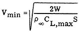 minimum flight velocity equation