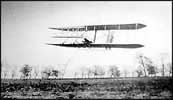 The Wright brothers flying their Flyer 2 at Simms Station (Huffman Prairie) on November 16, 1904.