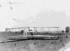 The Flyer 2 poised on its track, ready for launch before the Wright brothers began using a catapult to help get the Flyer into the air.