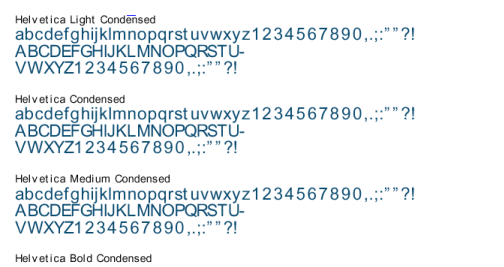 Helvetica Font Chart